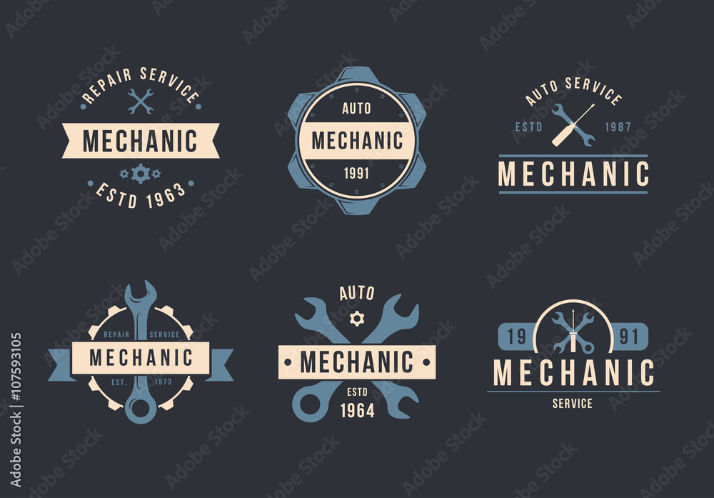 Mechanic logo set