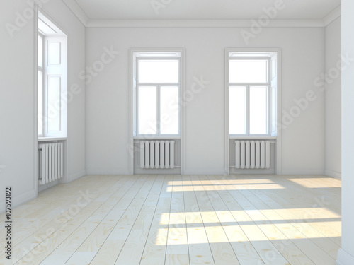 Empty classic white  room with windows