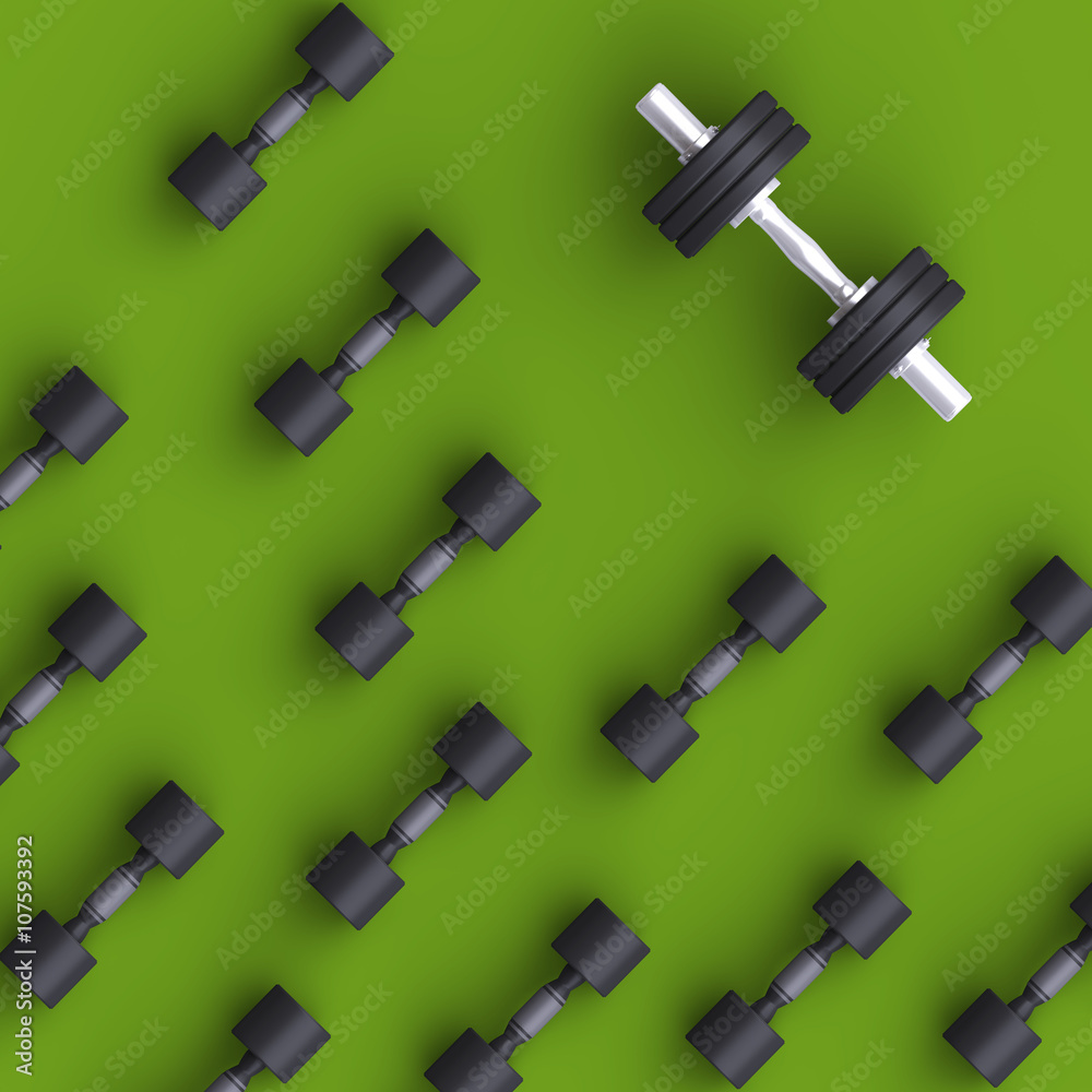 Sport background with black dumbells over simple background. Sport background with black dumbells over simple background.