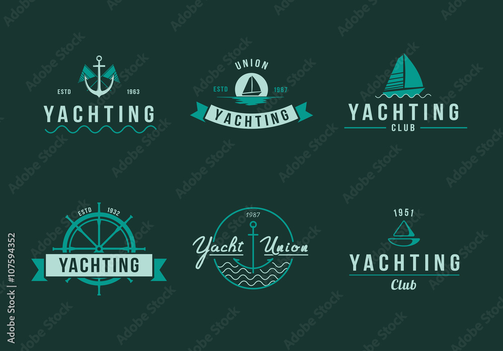 Obraz premium White and Black yachting logo set