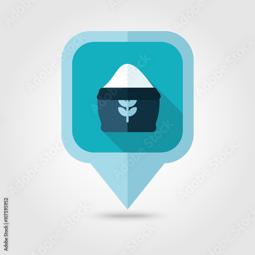 Sack of flour flat pin map icon. Map pointer