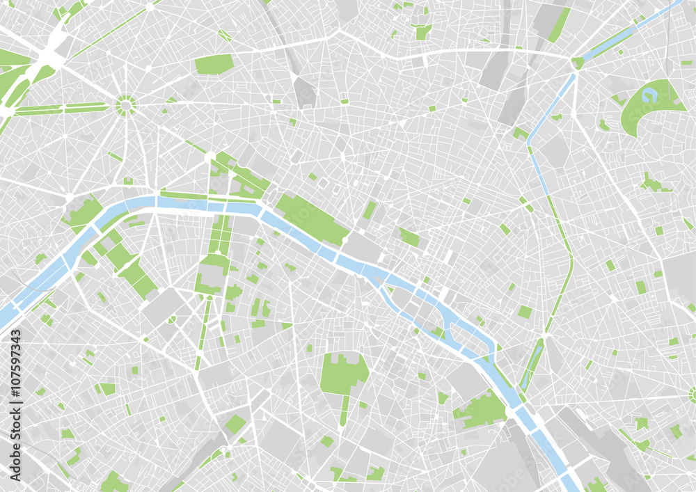Fototapeta wektorowa mapa miasta Paryża, Francja