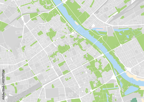 Fototapeta mapa miasta wektor Warszawa, Polska