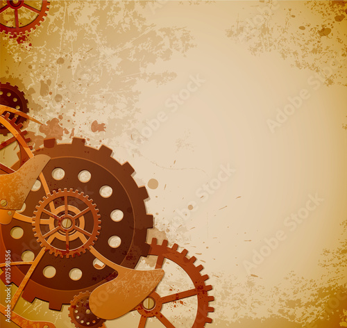 Steampunk background with gears