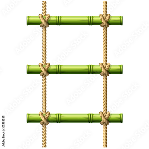 Photos Bamboo rope ladder - crossbeams connected with knots
