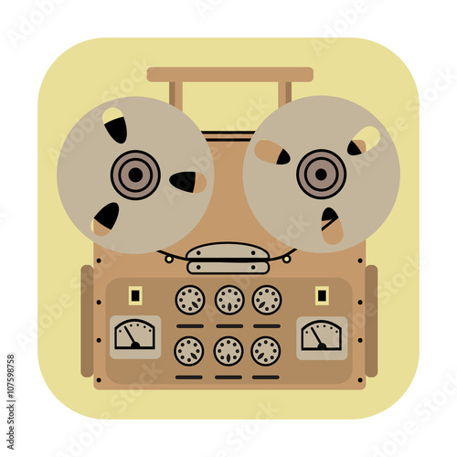reel tape recorder icon on yellow background