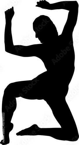 Woman silhouette with  raised hands