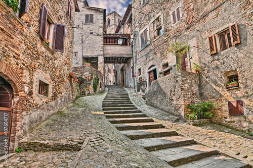 alley in the village Anghiari in Arezzo, Tuscany, Italy