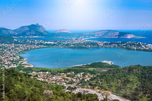 Fotografie Aerial View of Regiao Oceanica in Niteroi, Rio de Janeiro, Brazi