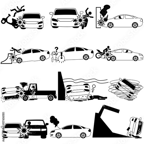Icons of personal car accident