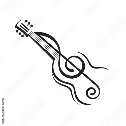 abstract monochrome illustration of guitar