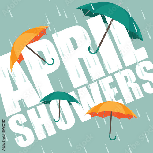 
Umbrellas in the rain. April showers. EPS 10 vector.