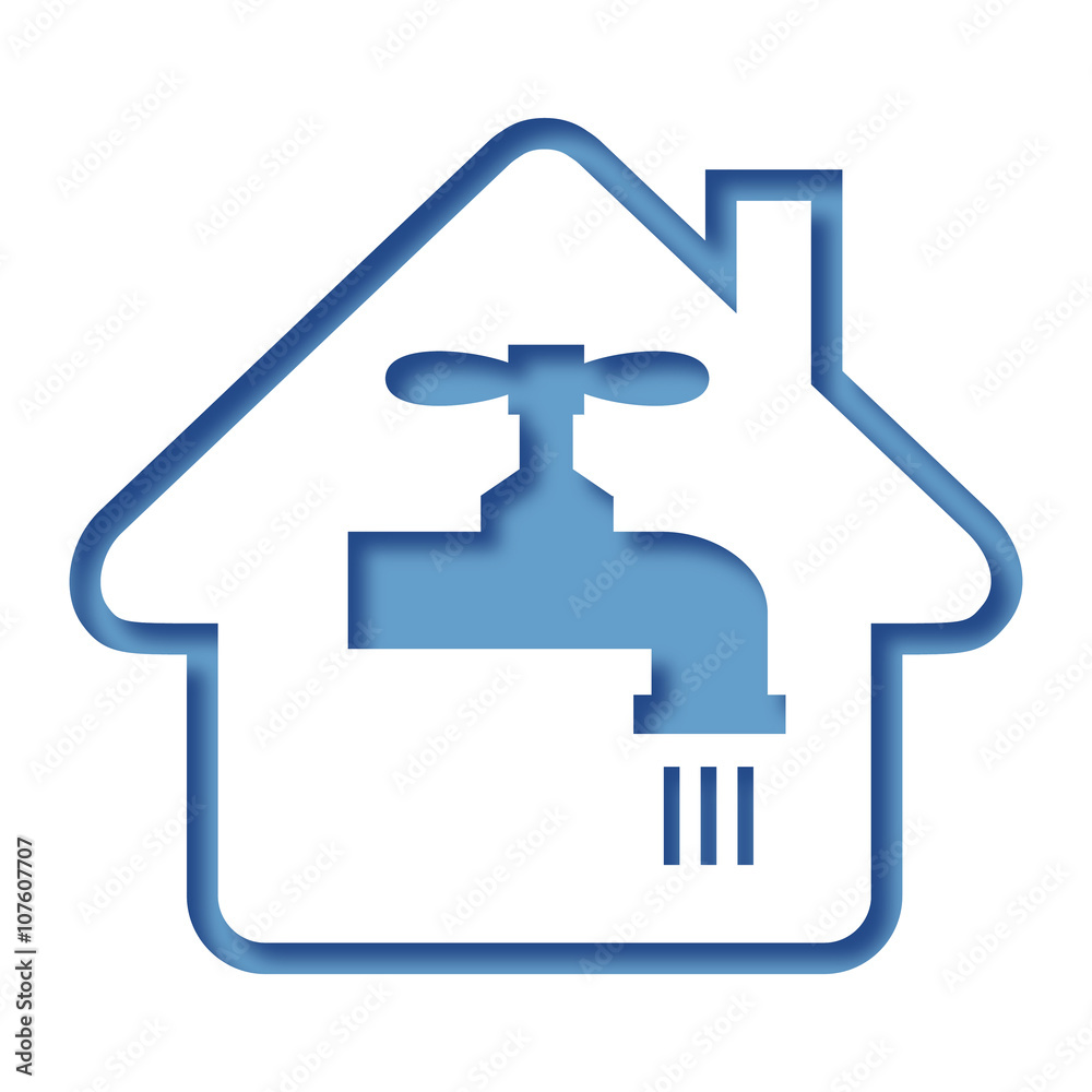 Logo maison et consommation eau. Logo maison et consommation eau.