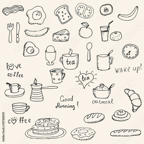 Icons breakfast foods