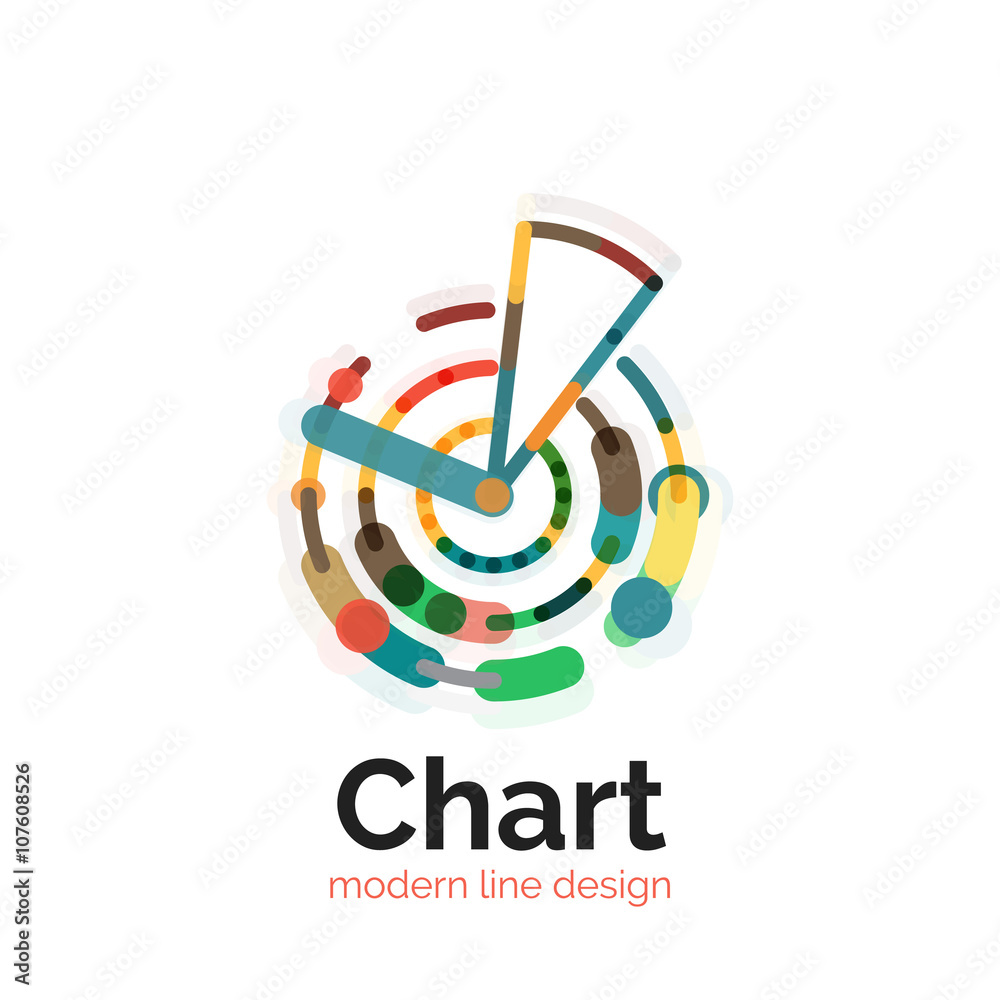 Thin line chart logo design. Graph icon modern colorful flat style Thin line chart logo design. Graph icon modern colorful flat style