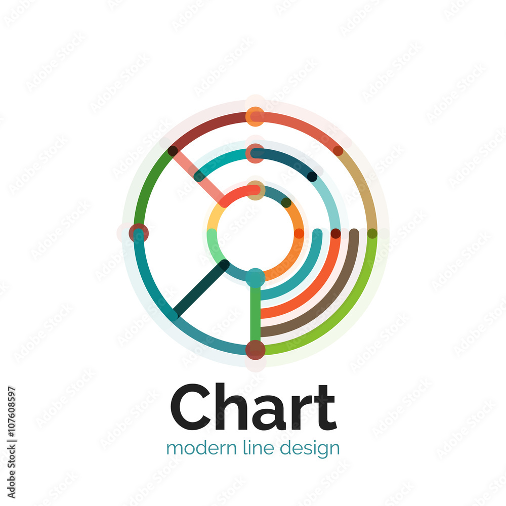 Thin line chart logo design. Graph icon modern colorful flat style Thin line chart logo design. Graph icon modern colorful flat style