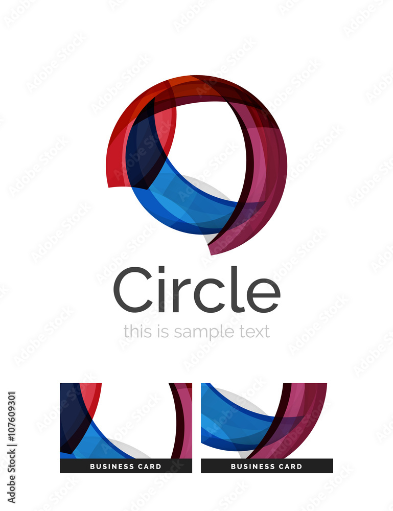 Circle logo. Transparent overlapping swirl shapes. Modern clean business icon Circle logo. Transparent overlapping swirl shapes. Modern clean business icon