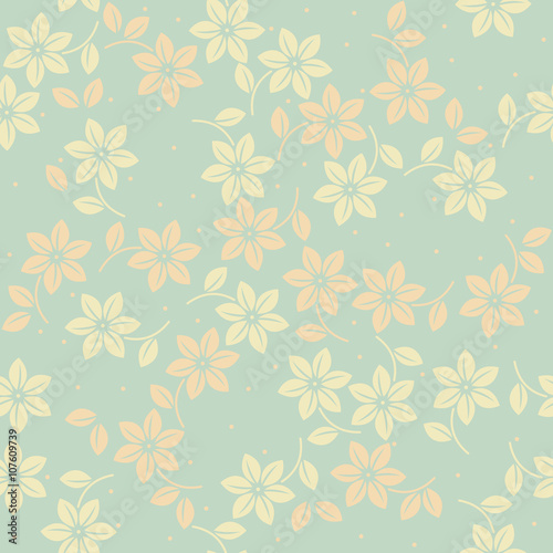 Foto Cute endless pattern with tender flowers and leaves