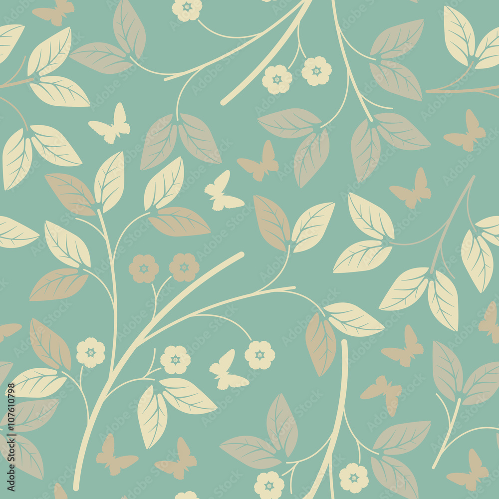 Seamless pattern with elegant petals and butterflies Seamless pattern with elegant petals and butterflies