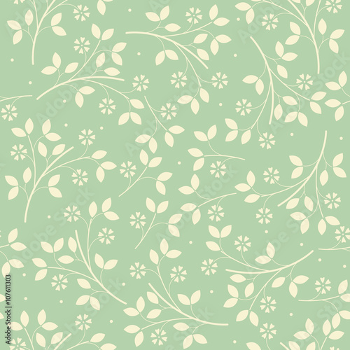Spring seamless pattern with flowers and leaves