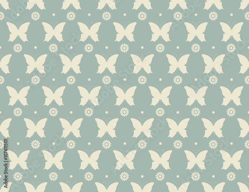 Stylish pattern with butterflies and flowers