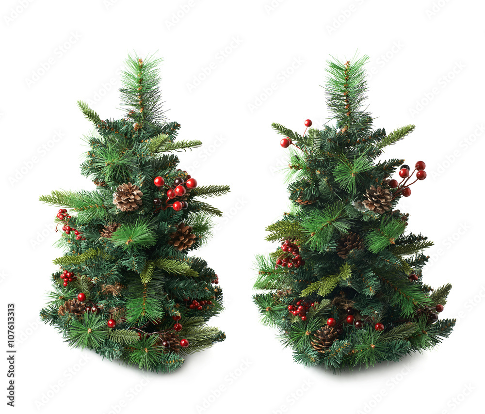 Small artificial Christmas tree isolated