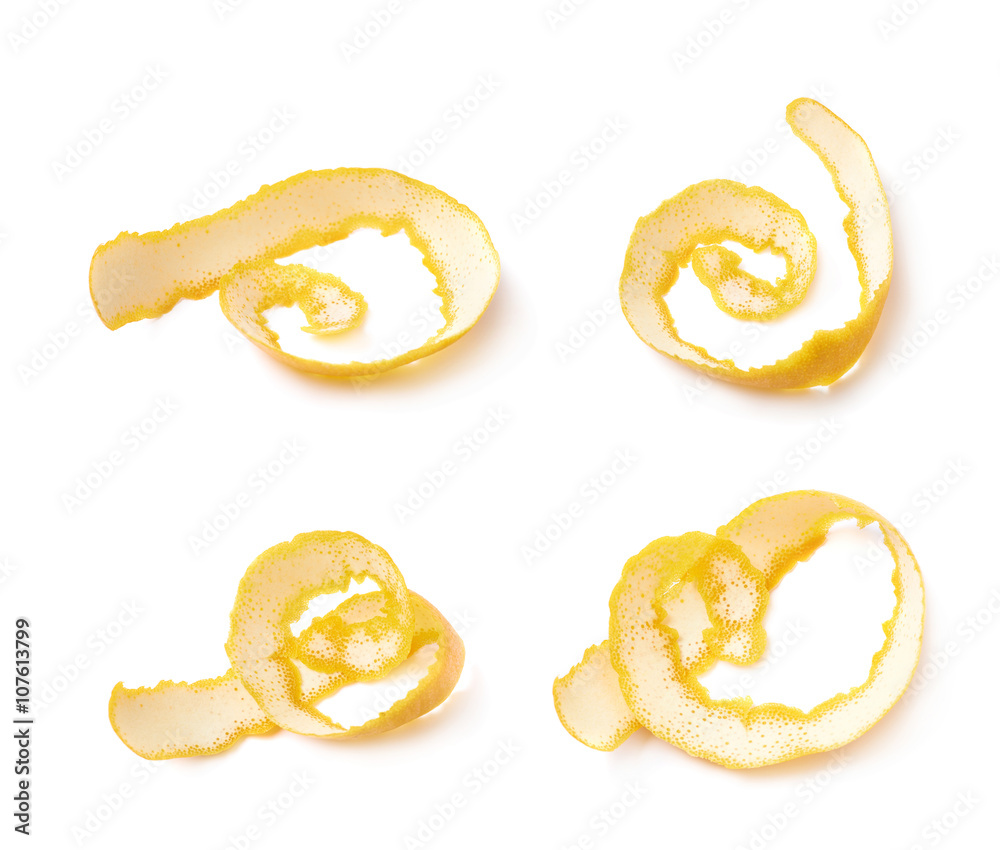 Curl of orange peel isolated