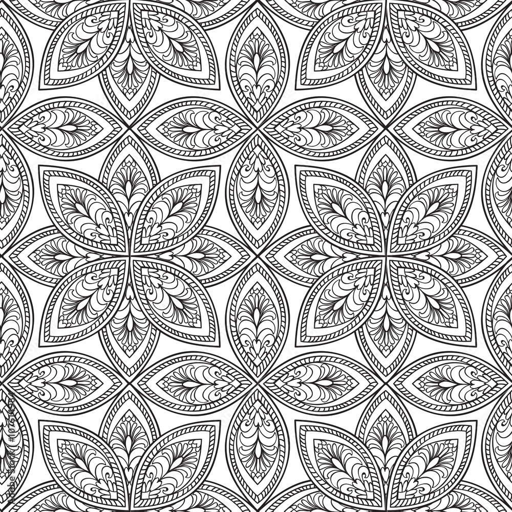 Abstract floral seamless pattern. Geometric ornament texture. Ornamental background Abstract floral seamless pattern. Geometric ornament texture. Ornamental background