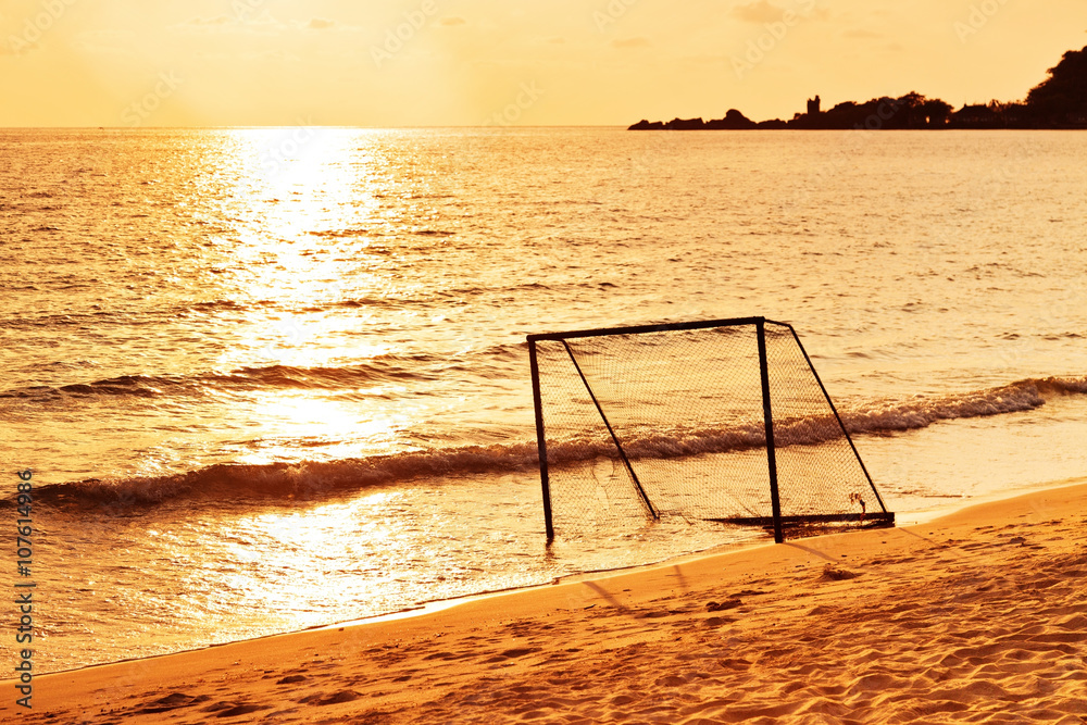 Fototapeta premium Football goal on a beach