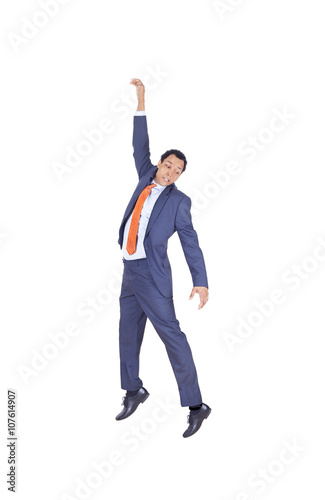 Businessman hanging in white background, concept