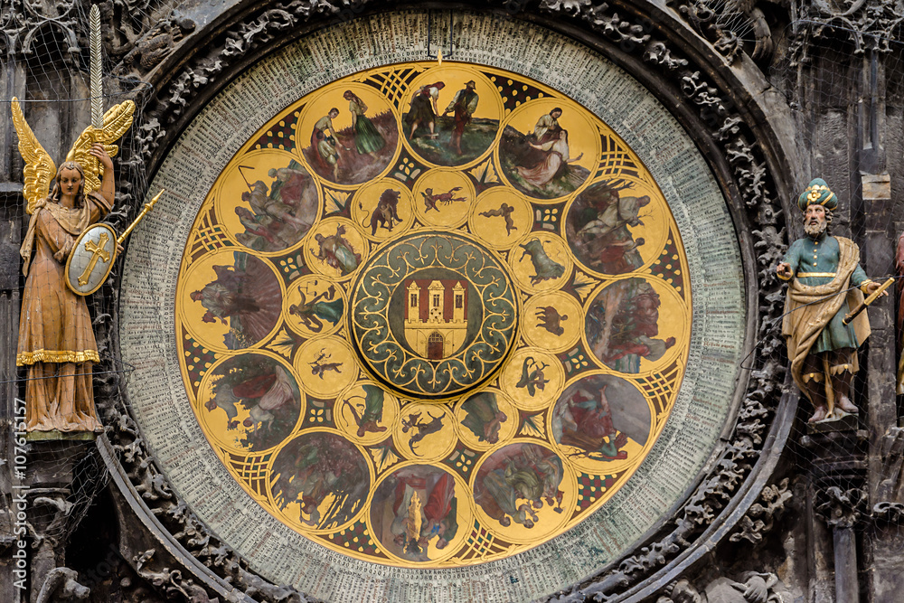 Astronomical Clock (Orloj, 1410), Old Town of Prague, Czech Rep.