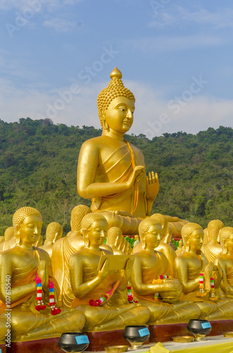 buddha image with 1250 disciples statue, Nakhonnayok, Thailand photo