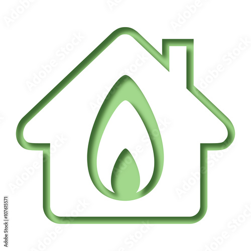 Logo maison et flamme gaz.