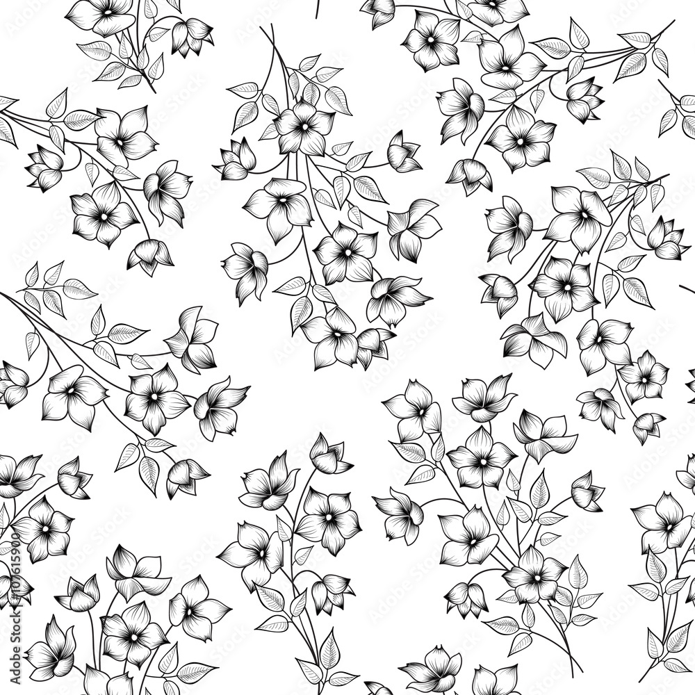 Fototapeta premium Floral pattern. Flower background. Flourish seamless texture