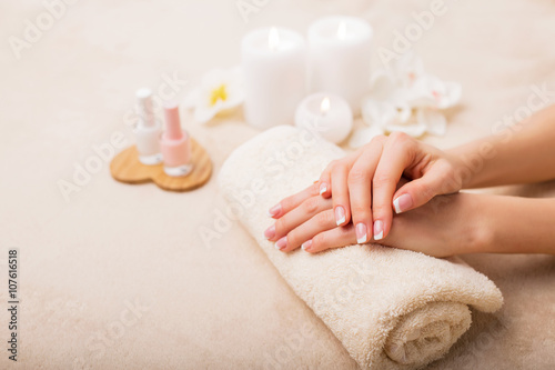 French manicure at spa studio