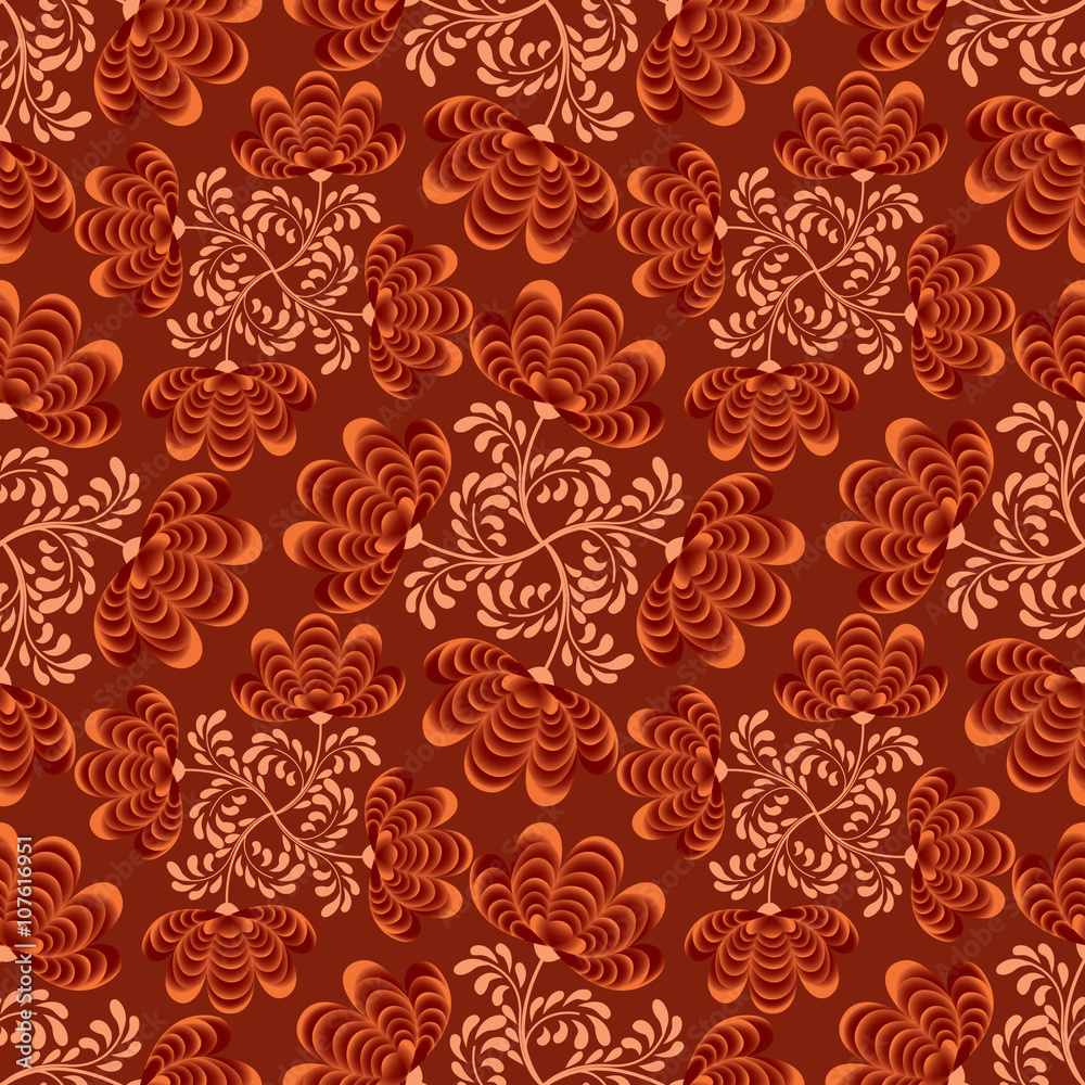 Abstract floral seamless pattern. Geometric ornament texture. 