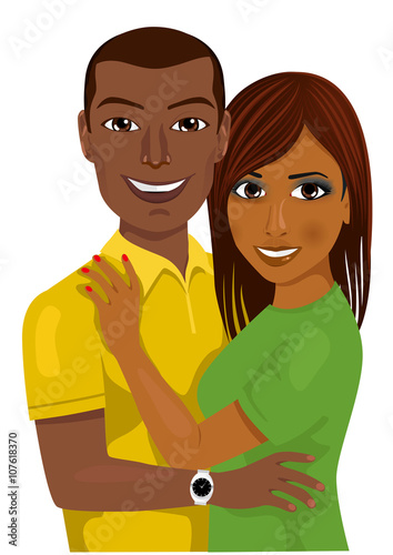 african american couple hugging together 