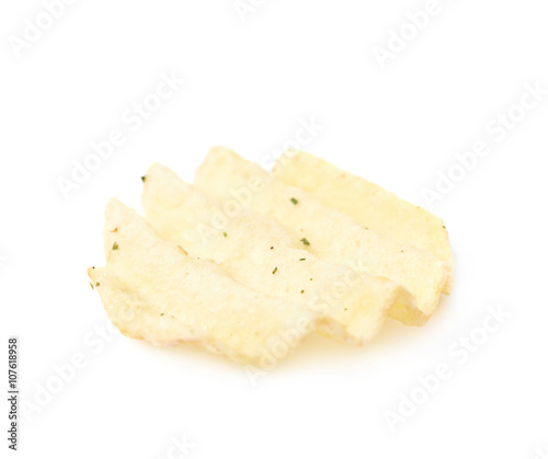 Single potato chip crisp isolated