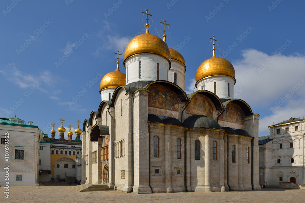 Dormition Cathedral of Moscow Kremlin also known as Assumption Cathedral or Cathedral of Assumption is Russian Orthodox church dedicated to Dormition of Theotokos. 1479 Dormition Cathedral of Moscow Kremlin also known as Assumption Cathedral or Cathedral of Assumption is Russian Orthodox church dedicated to Dormition of Theotokos. 1479