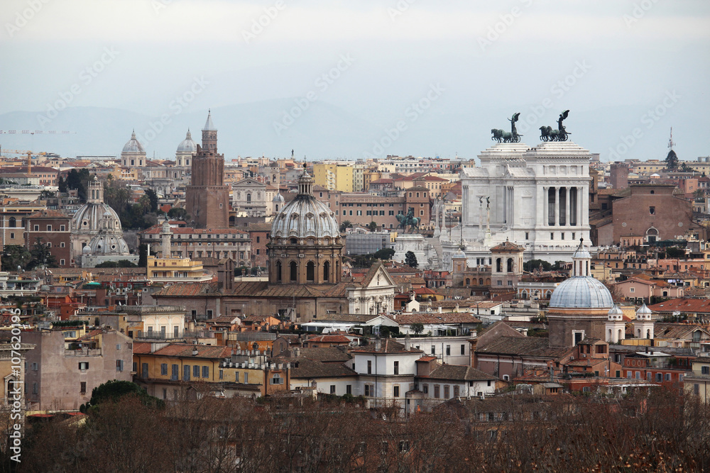 View from Gianokolo hill, Rome, Italy 