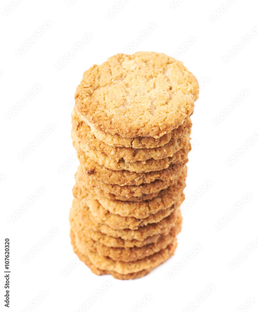 Pile stack of oatmeal cookies isolated Pile stack of oatmeal cookies isolated