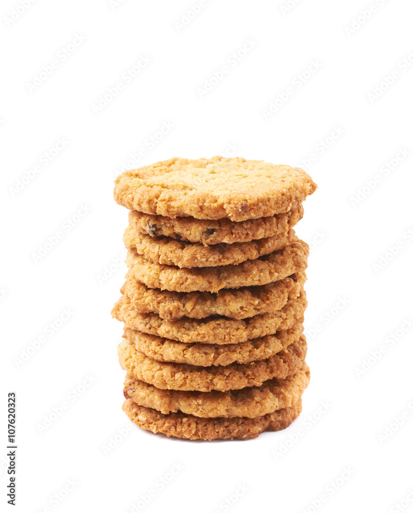 Pile stack of oatmeal cookies isolated Pile stack of oatmeal cookies isolated