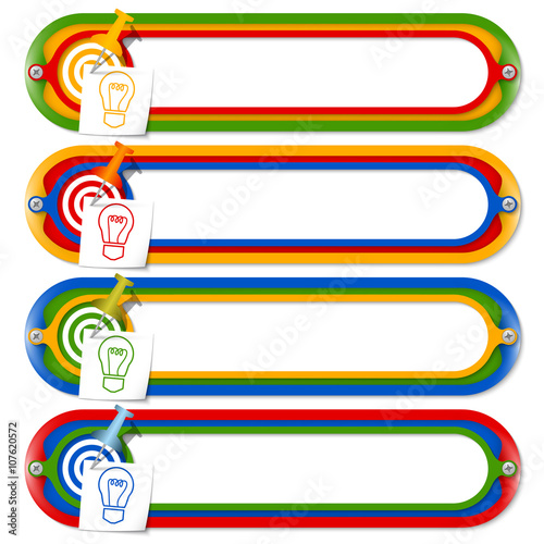 Four colored frames for any text with bulb icon