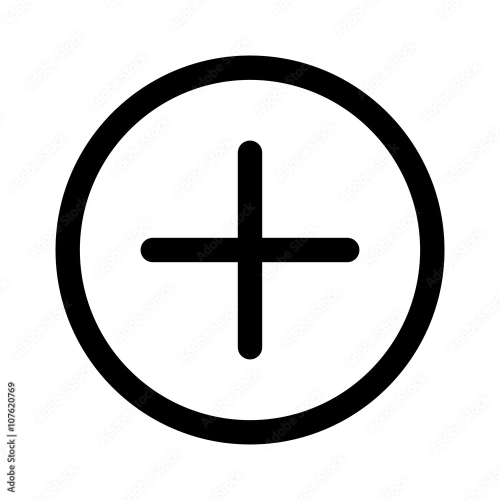 Add item / positive sign line art icon for apps and websites - obrazy, fototapety, plakaty 