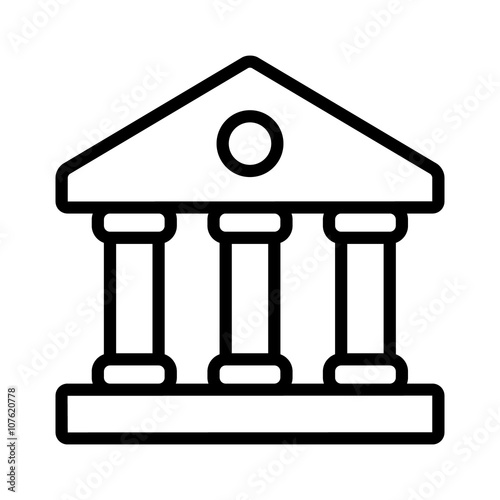 Wall street bank or financial institution line art icon for apps and websites