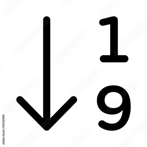 Sort / organize number or enumerate list line art icon for apps and websites