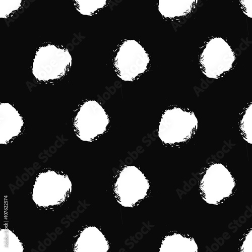 Paint ink bold white brush strokes vector seamless pattern. Artistic monochrome black and white stains and swabs in abstract manner.