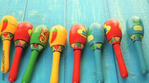Traditional colorful table decorations for celebrating Fiesta
