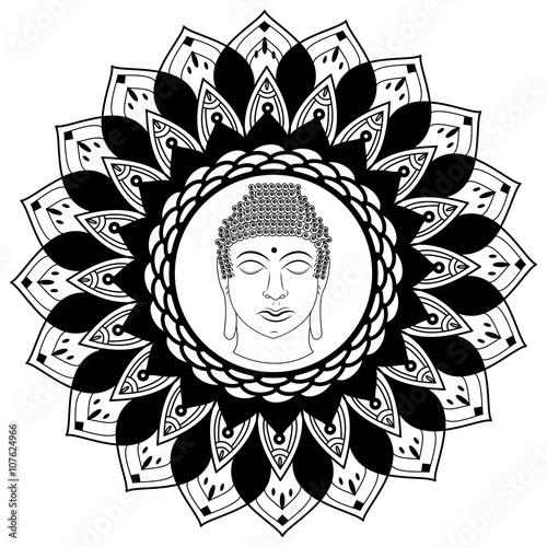 Black and white mandala with shiva vector for coloring, mandala in bianco e nero con shiva vettoriale da colorare