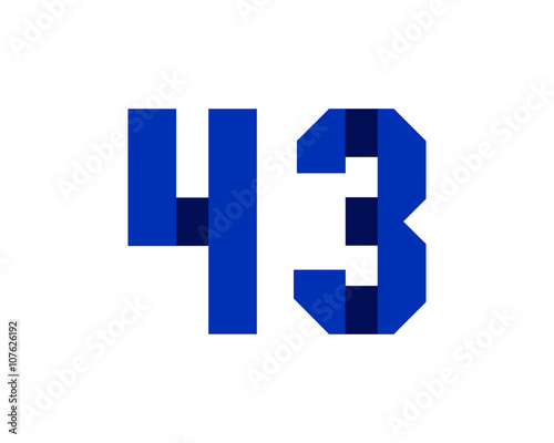 43 blue ribbon number logo © vector image